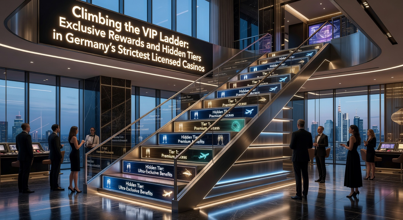 Detaillierte VIP-Stufenleiter mit versteckten Ebenen, dargestellt in einem Screenshot eines Casino-Dashboards für High-Roller