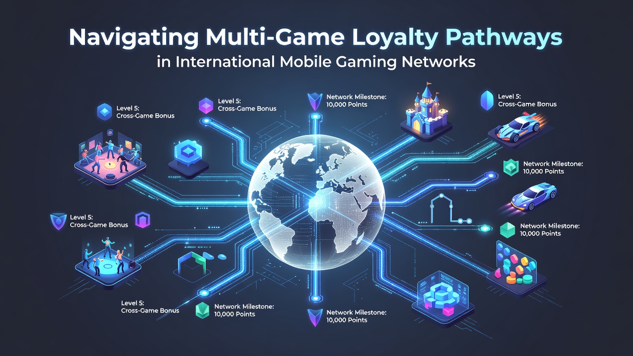 Internationale mobile Gaming-Netzwerke mit verbundenen Loyalty-Pfaden über verschiedene Spiele hinweg