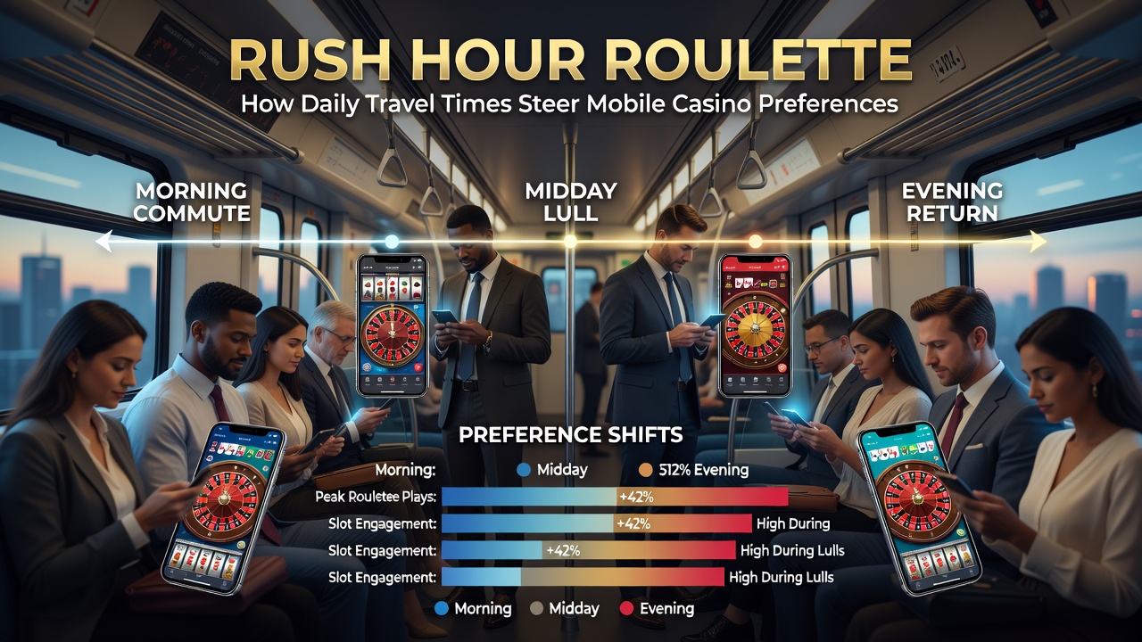 Pendler nutzen mobile Geräte während der Rush Hour für Casino-Spiele