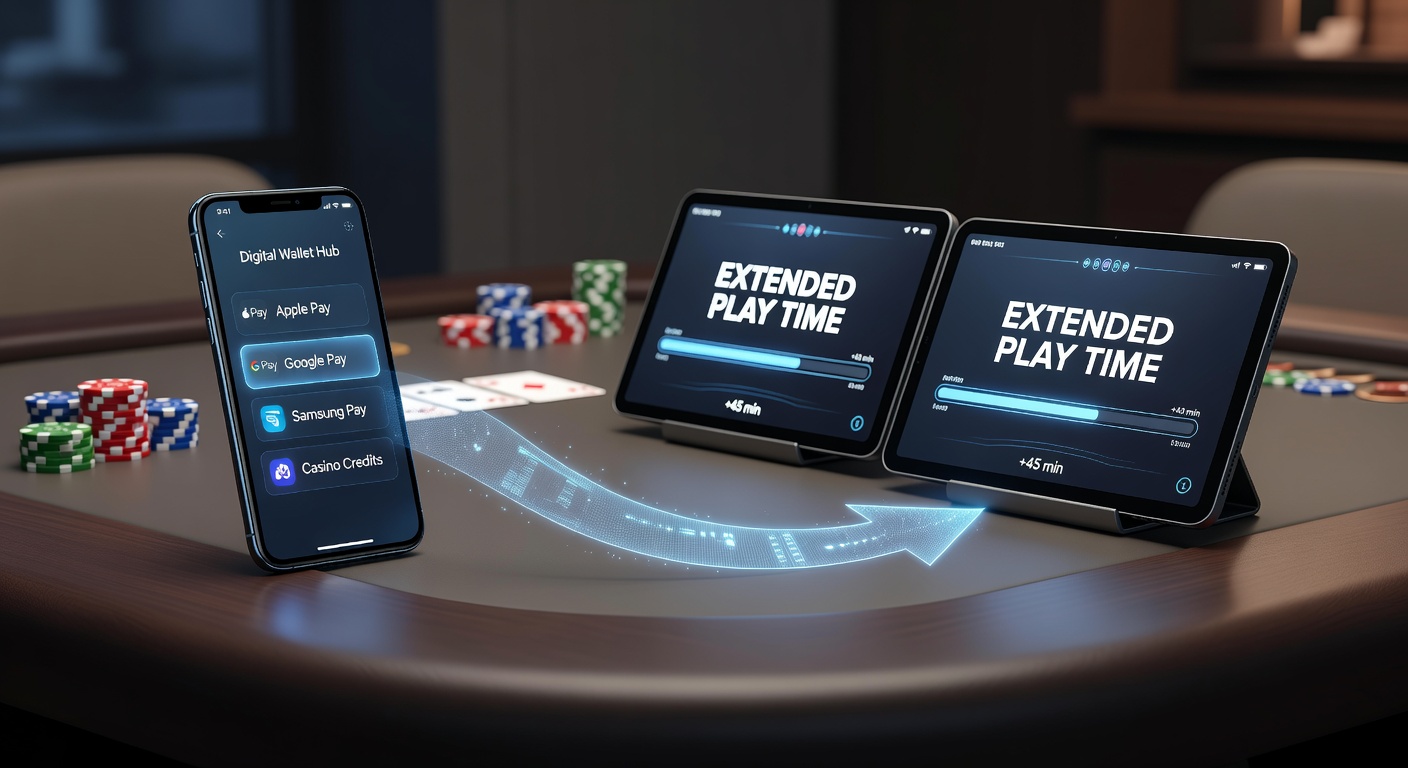 Digitale Wallet-Integration auf einem Smartphone während eines Live-Tischspiels mit Karten und Chips im Hintergrund
