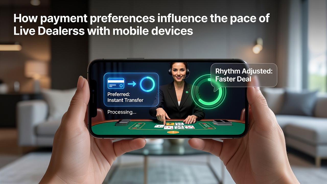 Live-Dealer-Session auf einem Smartphone mit Zahlungsoptionen im Vordergrund